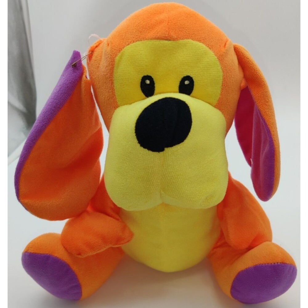 Redemption Plus 12" Orange Dog Plush Yellow Purple Carnival Prize Stuffed Animal
